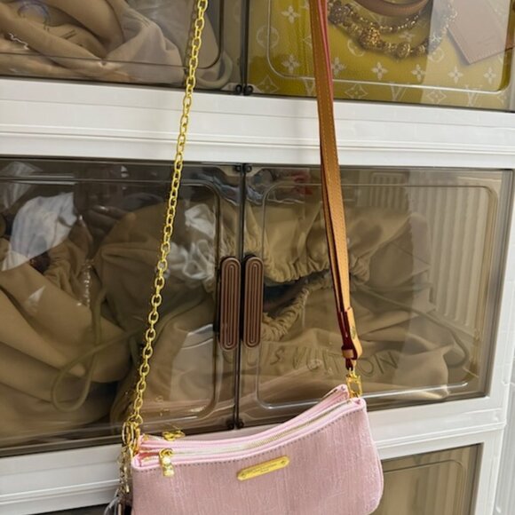 Double Pochette Denim-Powder Pink Crossbody-Brand New Never Used! - Picture 2 of 6